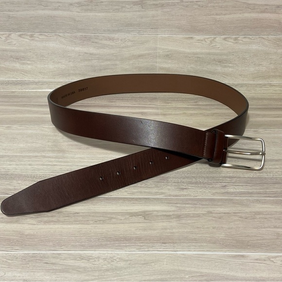 ALLEN EDMONDS / Mens Italian Calf Skin Brown Leather Belt Size 44 - Picture 5 of 7